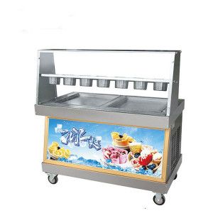 Фризер для жареного мороженого Foodatlas KCB-2Y (контейнеры, стол для топпингов, 2 компрессора)